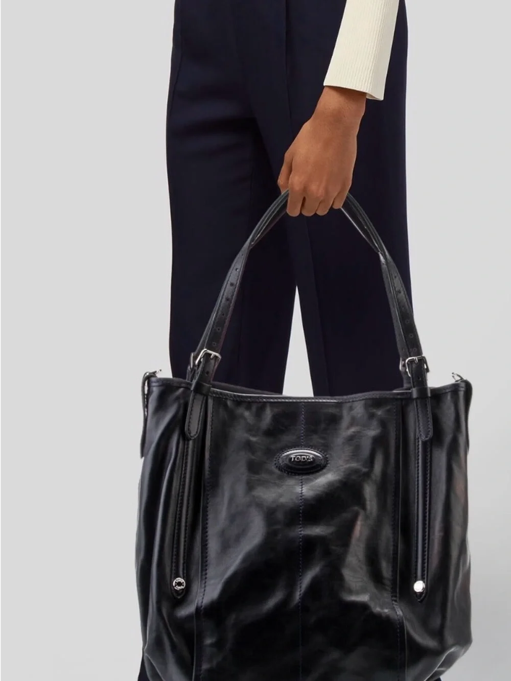 Tod's Black Leather G-bag Sacca Shoulder Tote